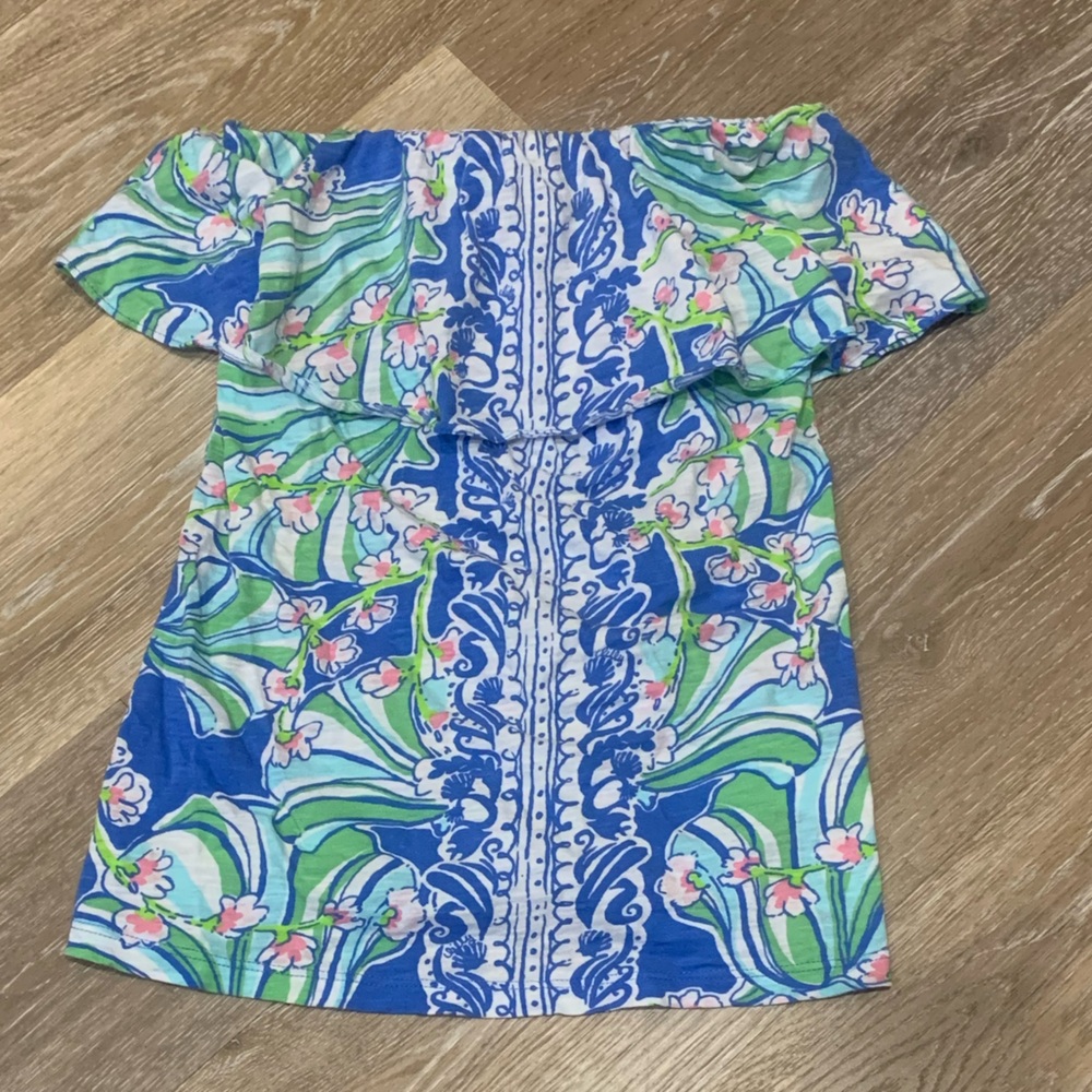 Lilly Pulitzer elastic ruffle tube top size S